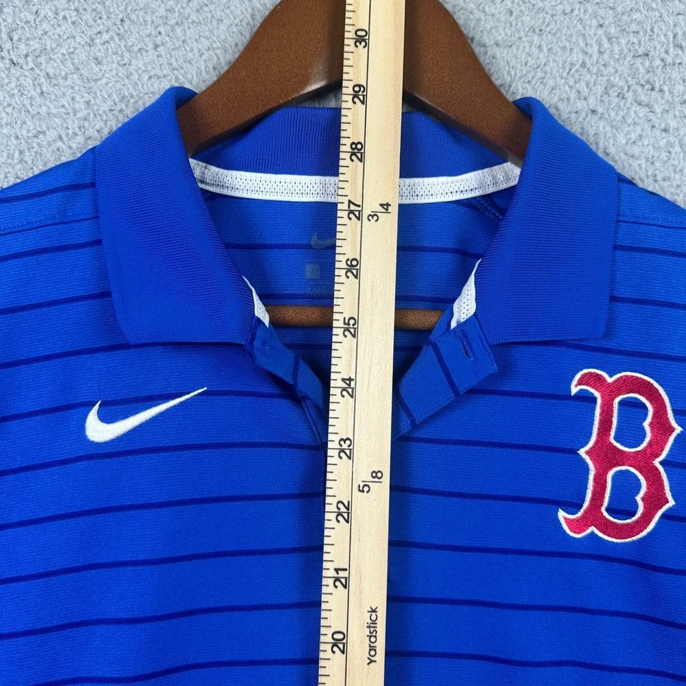 Boston Red Sox Nike Dri-Fit Polo Shirt Mens Large Blue Striped‎ MLB DD2190-480